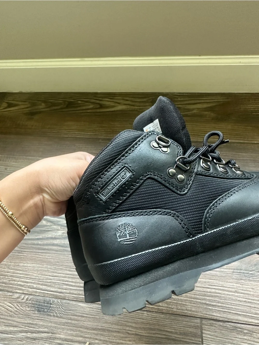 Timberland Kids Black Lace-Up Leather Boots